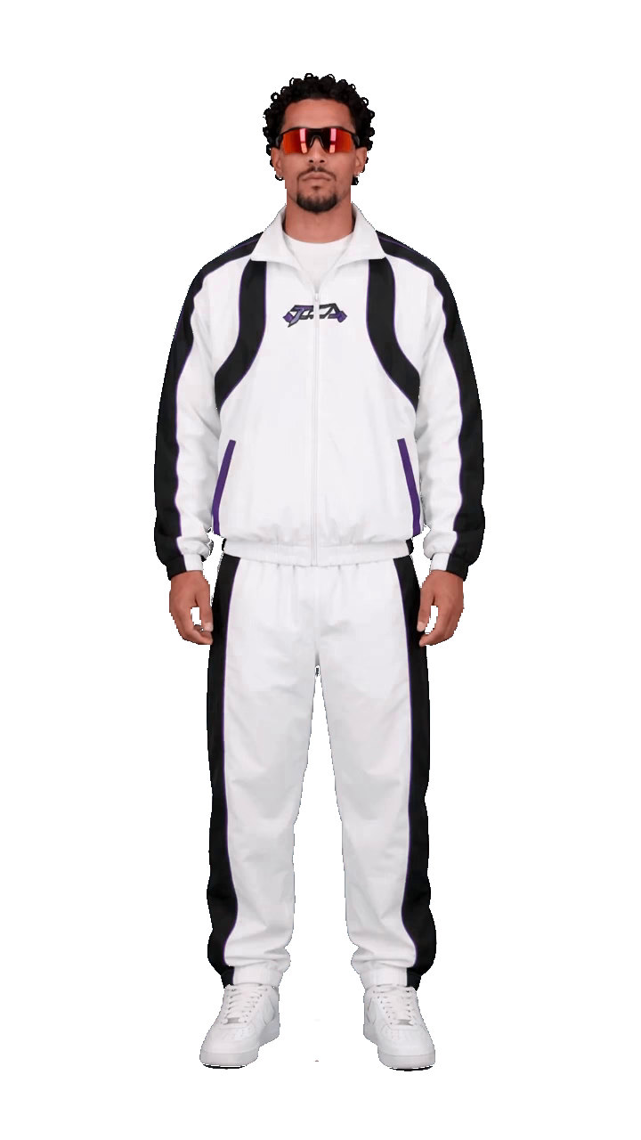 Survêtement Track 01 Blanc / Noir / Violet